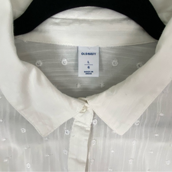Old Navy White Eyelet Sleeveless Button-Up Shirt Sz Large - Picture 5 of 8